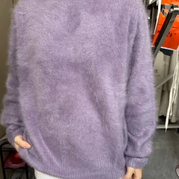 高端纯羊绒拉绒新款圆领2隔2一线成衣拉绒羊绒衫