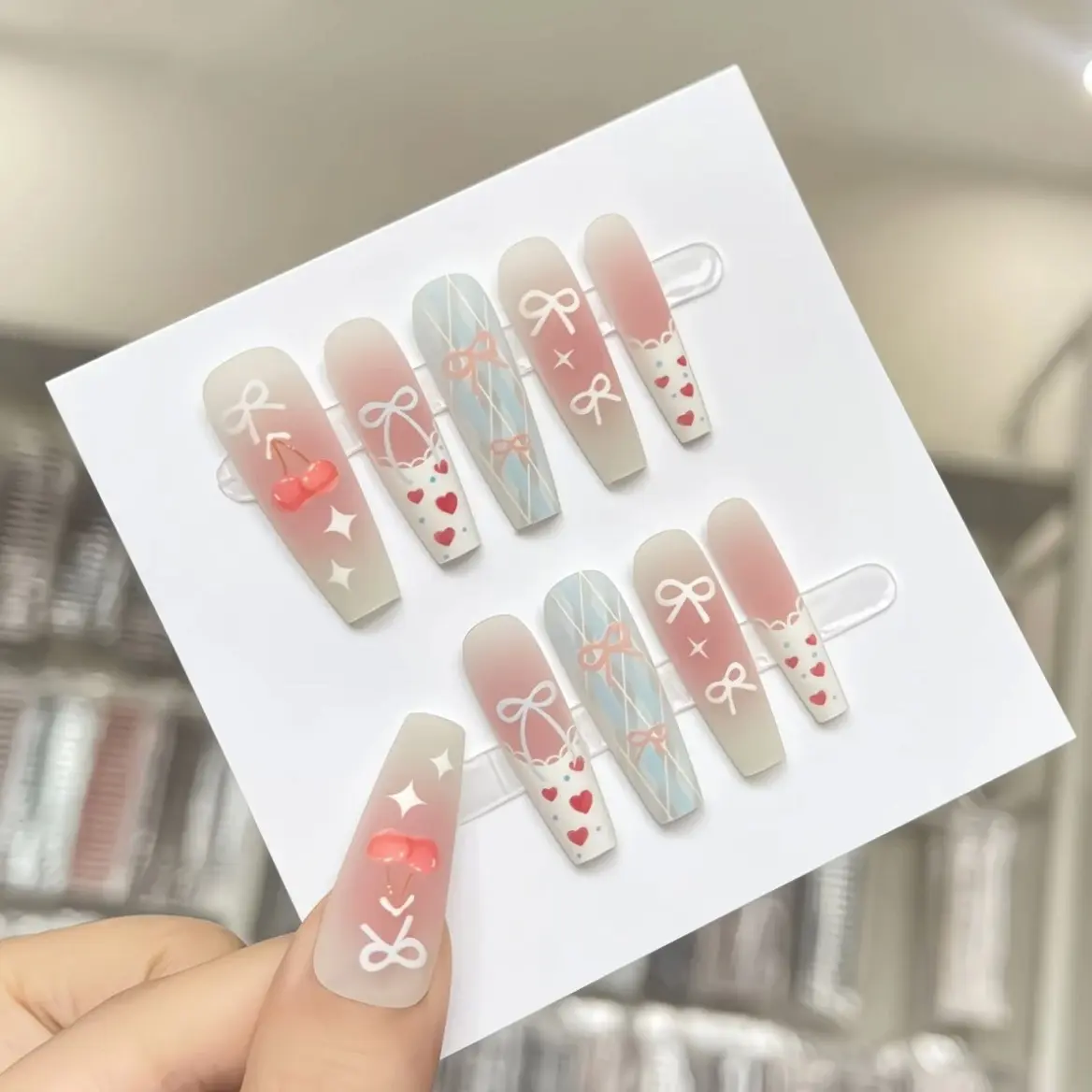 星星波点渐变猫眼穿戴甲纯手工秋冬显白百搭美甲