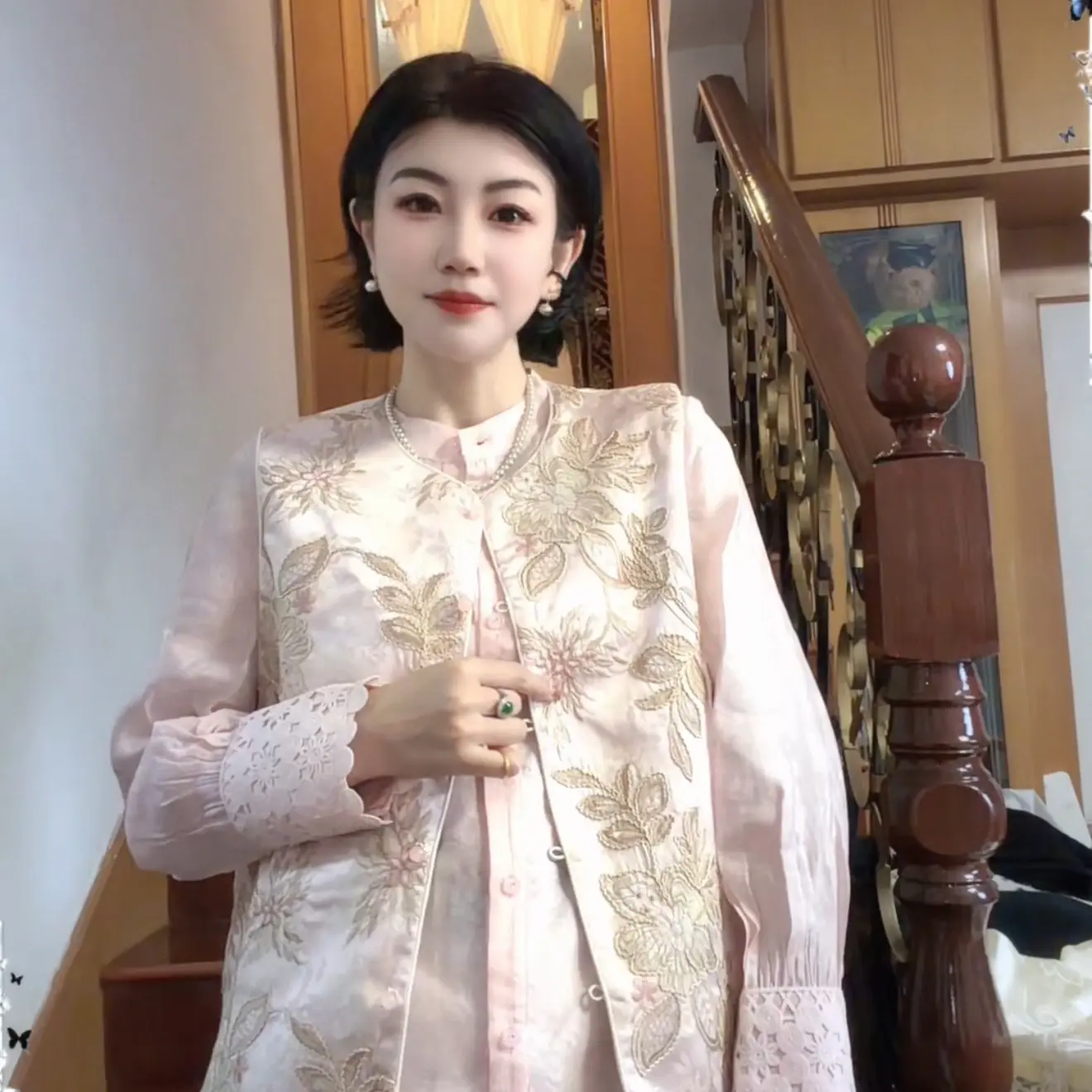 新中式宽松重工刺绣两面穿马夹春秋款女式国风马甲