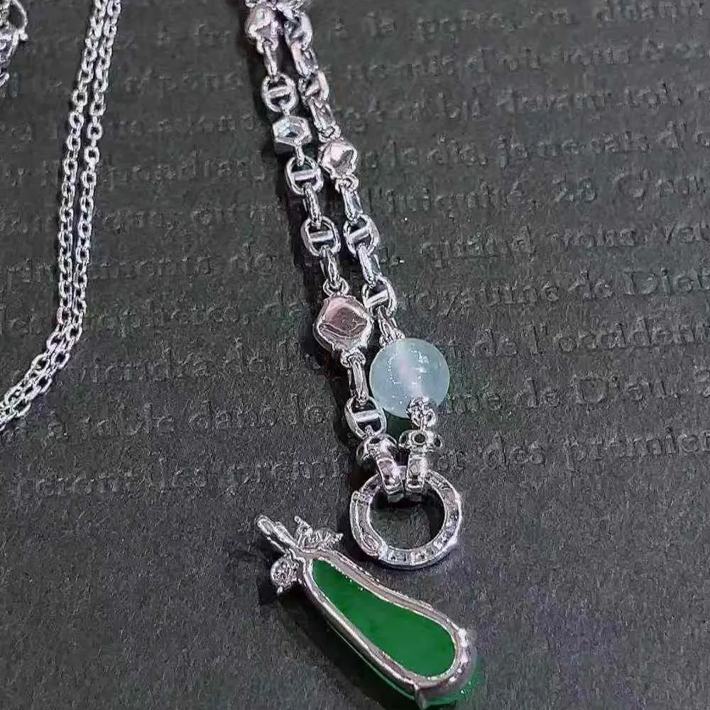 天然A货翡翠手工精雕葫芦项链女款百搭颈饰