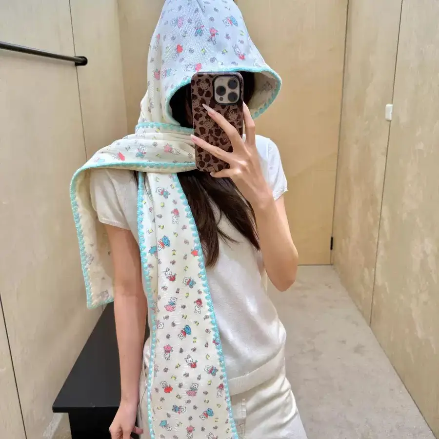 【兔子围巾】韩版可爱连帽式围巾围脖披肩两用秋冬保暖百