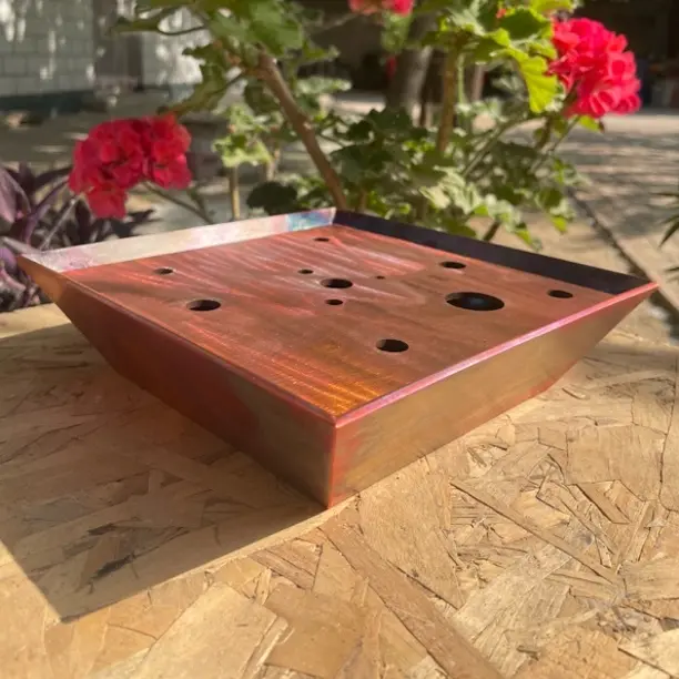 紫铜手工长方形茶托盘干泡盘两用，定制产品不支持7天无理由退换货