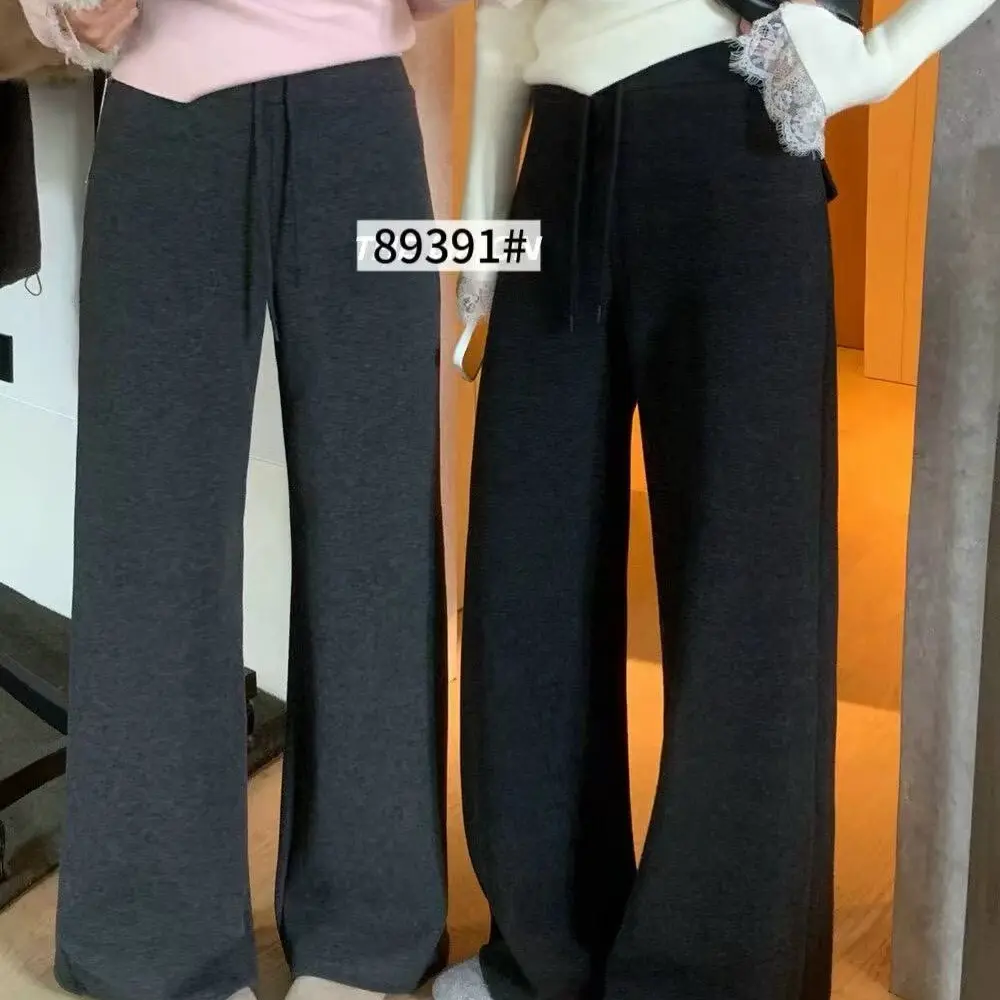 L391【加绒后兜盖】冬季加厚加绒高腰显瘦直筒微喇休闲长裤女
