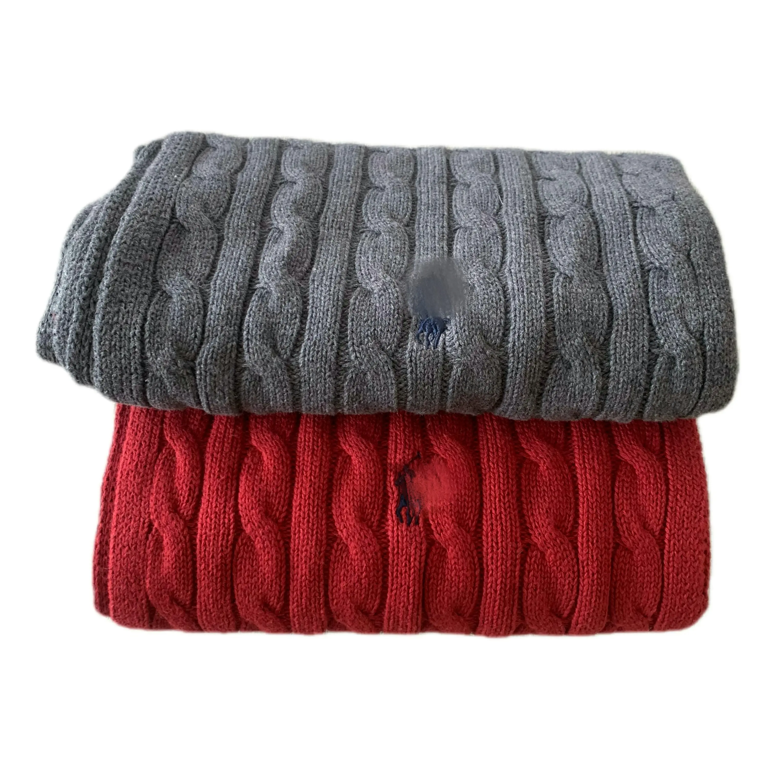 韩版棉针织小马刺绣麻花围巾情侣款冬季保暖百搭纯色