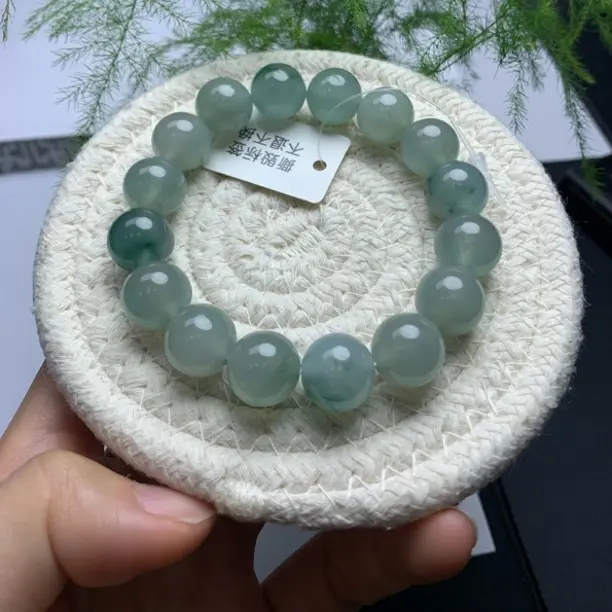 A货蓝底冰飘花手串13mm