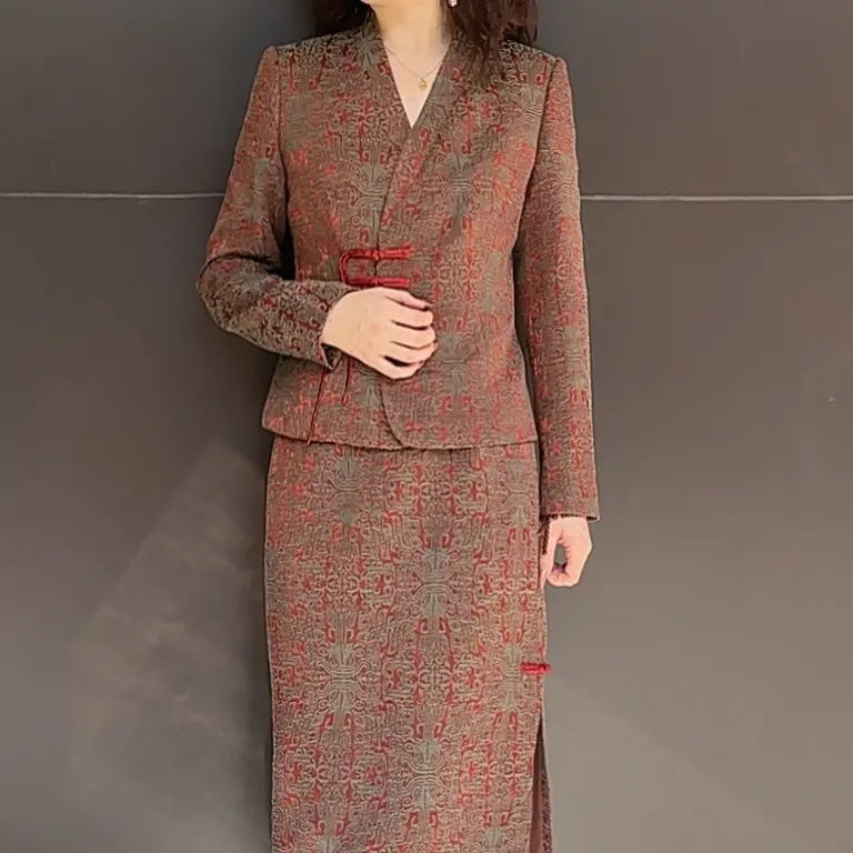 喜婆婆喜妈妈套裙场合装显瘦收腰时尚两件套