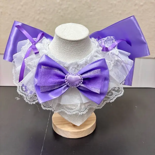 宠物猫咪狗狗ins风蕾丝蝴蝶结围脖围兜夏季轻薄拍照装饰用品