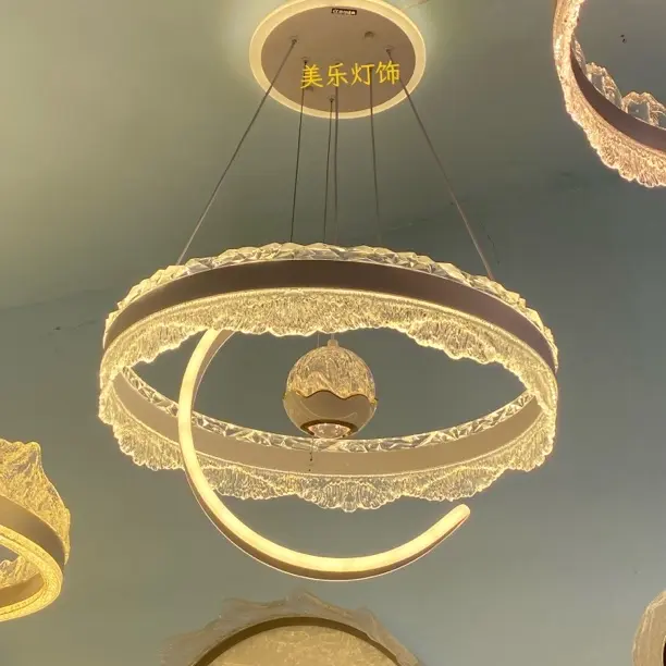 简约意式轻奢圆形鱼线款餐厅卧室客厅个性吊灯