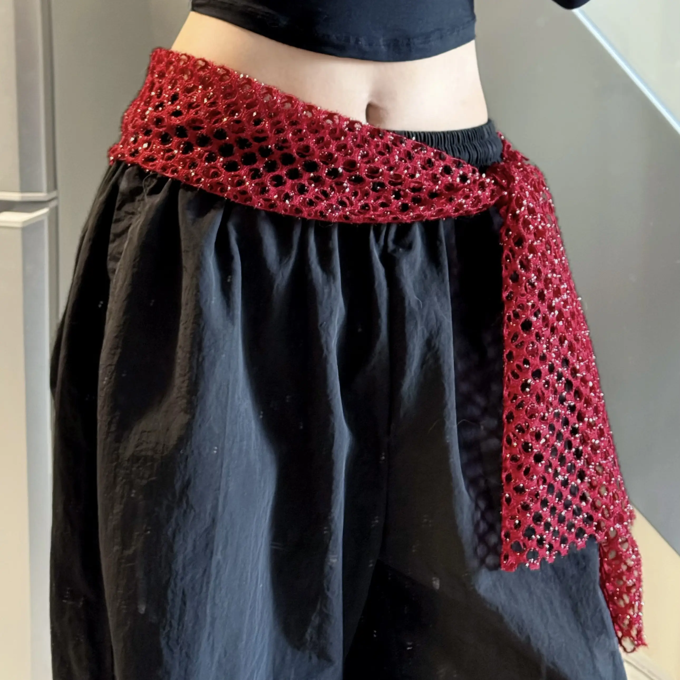 爵士舞新款小众自制镂空腰搭街舞潮牌kpop屁帘肚皮舞腰链舞蹈臀巾