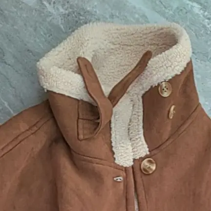 冬季POLO领长款毛呢外套INS风双面穿羊羔毛加绒加厚保暖大衣女