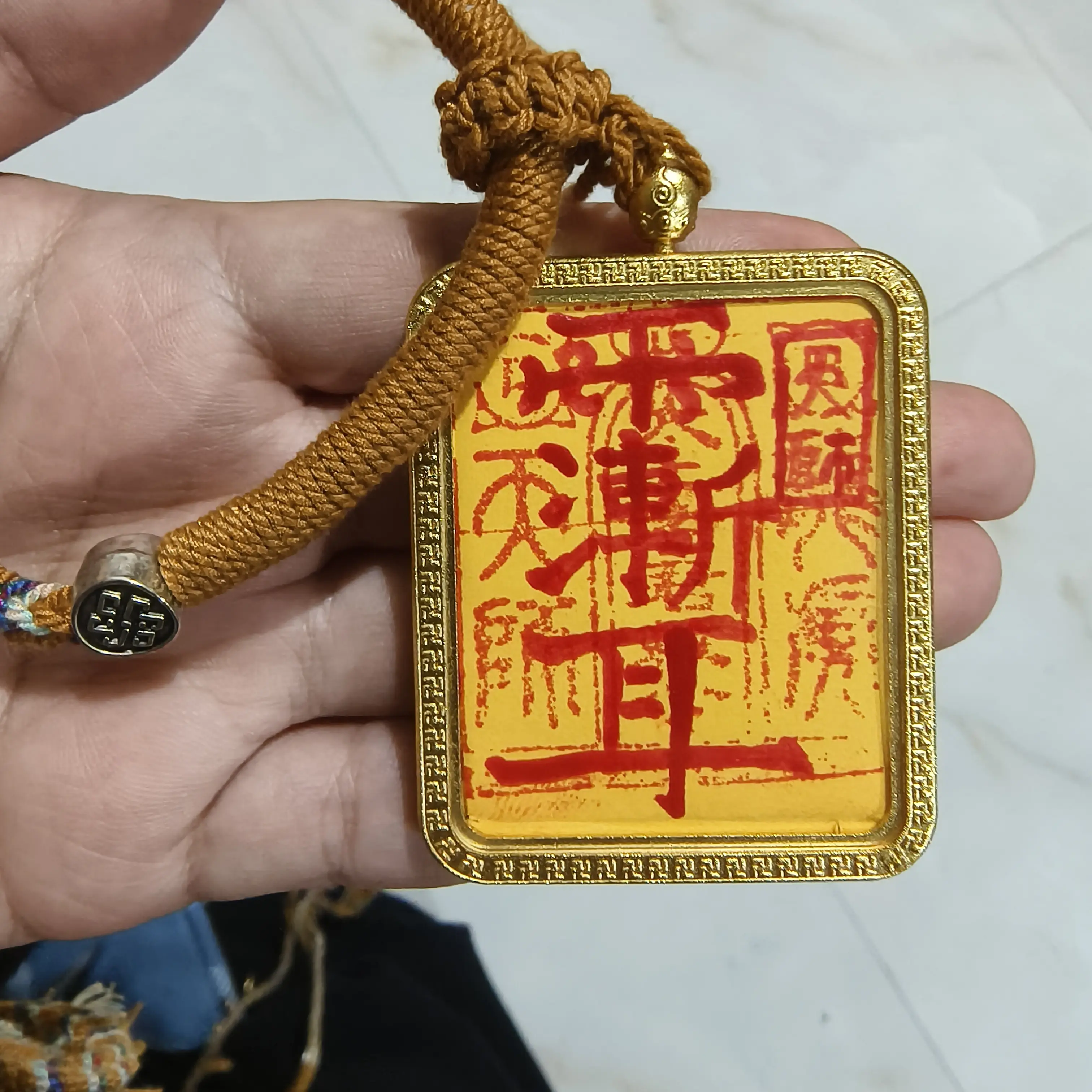 五台山五爷藏唐卡画像双面立体复古铜质唐卡吊坠