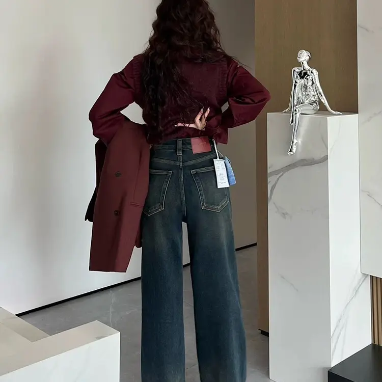 sixseven牛仔裤收版款加厚阔腿