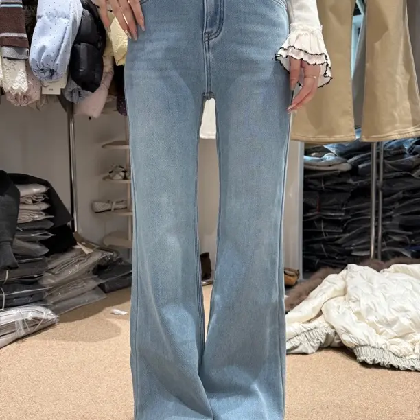 加绒1859显瘦微喇牛仔裤