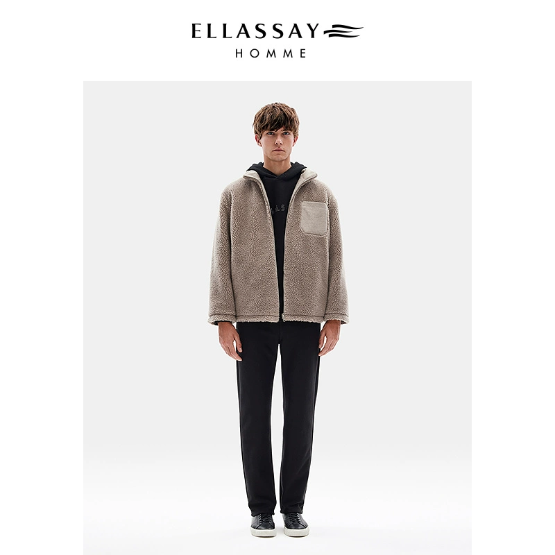 ELLASSAY歌力思新款立领双面穿骆驼绒桑蚕丝双面外套EME354W01900
