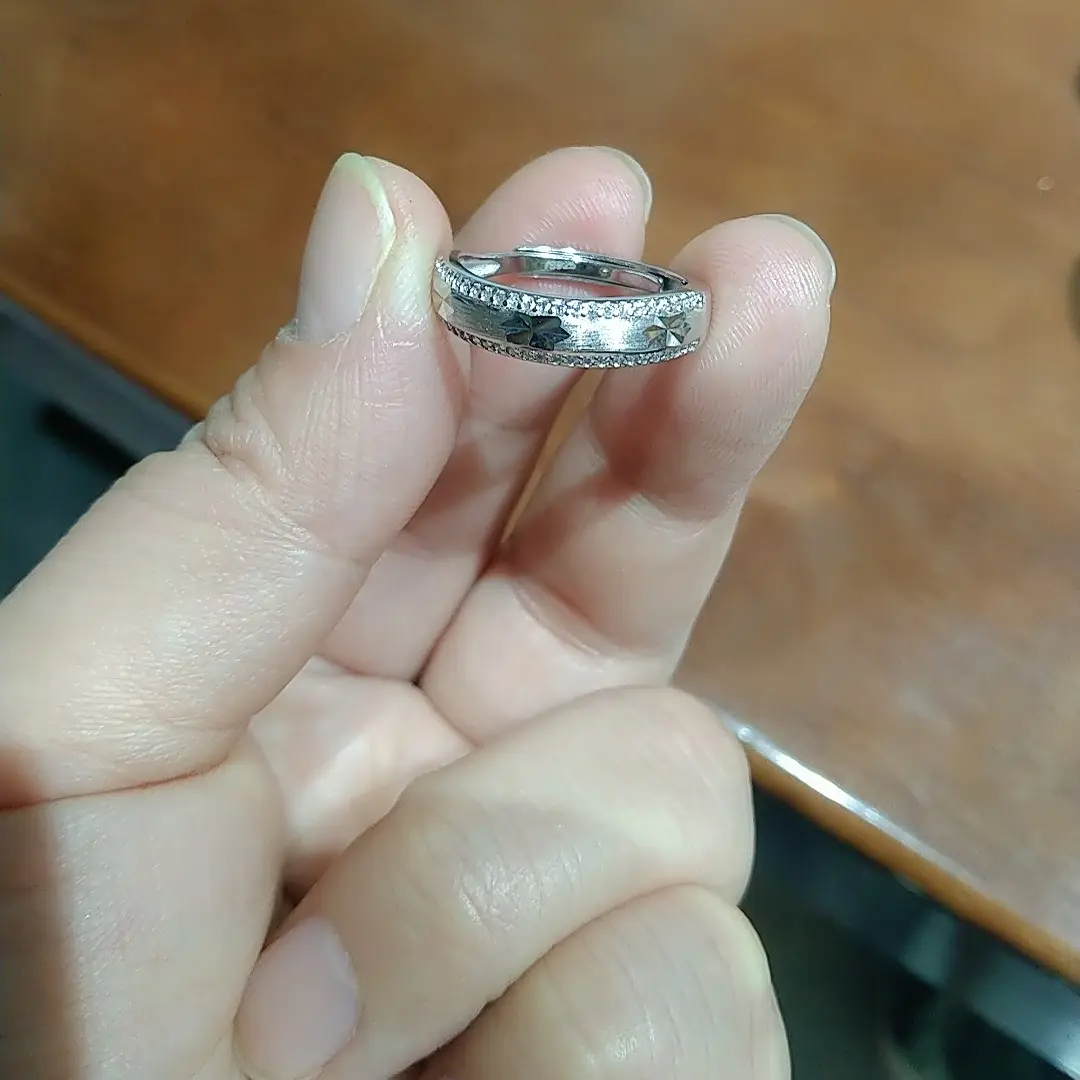 925银戒指  手工原创满天星简约时尚情侣开口银指环