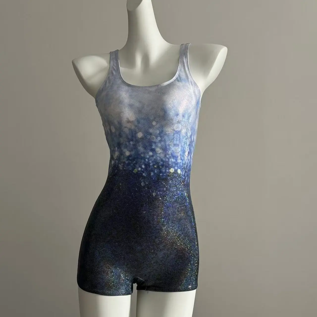 （夜影鎏金）连体平角竞速泳衣女保守显瘦遮肚新手训练竞技女士泳装