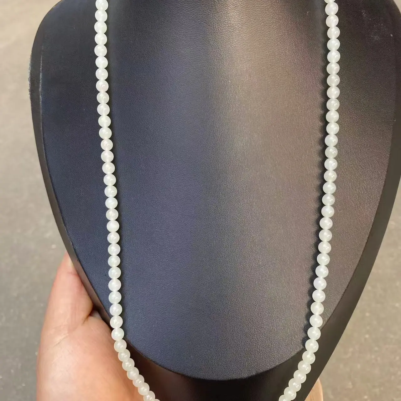 和田玉白玉圆珠卡6mm多圈毛衣链男女通用百搭挂件（当吊坠链子）