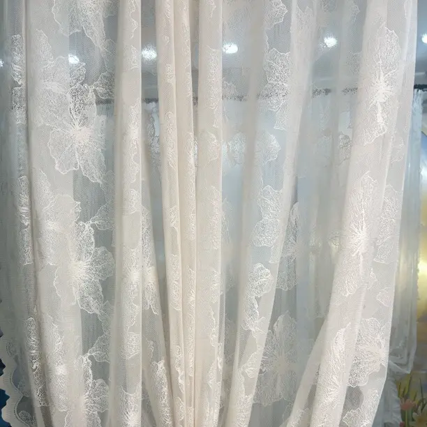 主播推荐高精密刺绣纱可可蛋奶色防晒适合客厅卧室飘窗