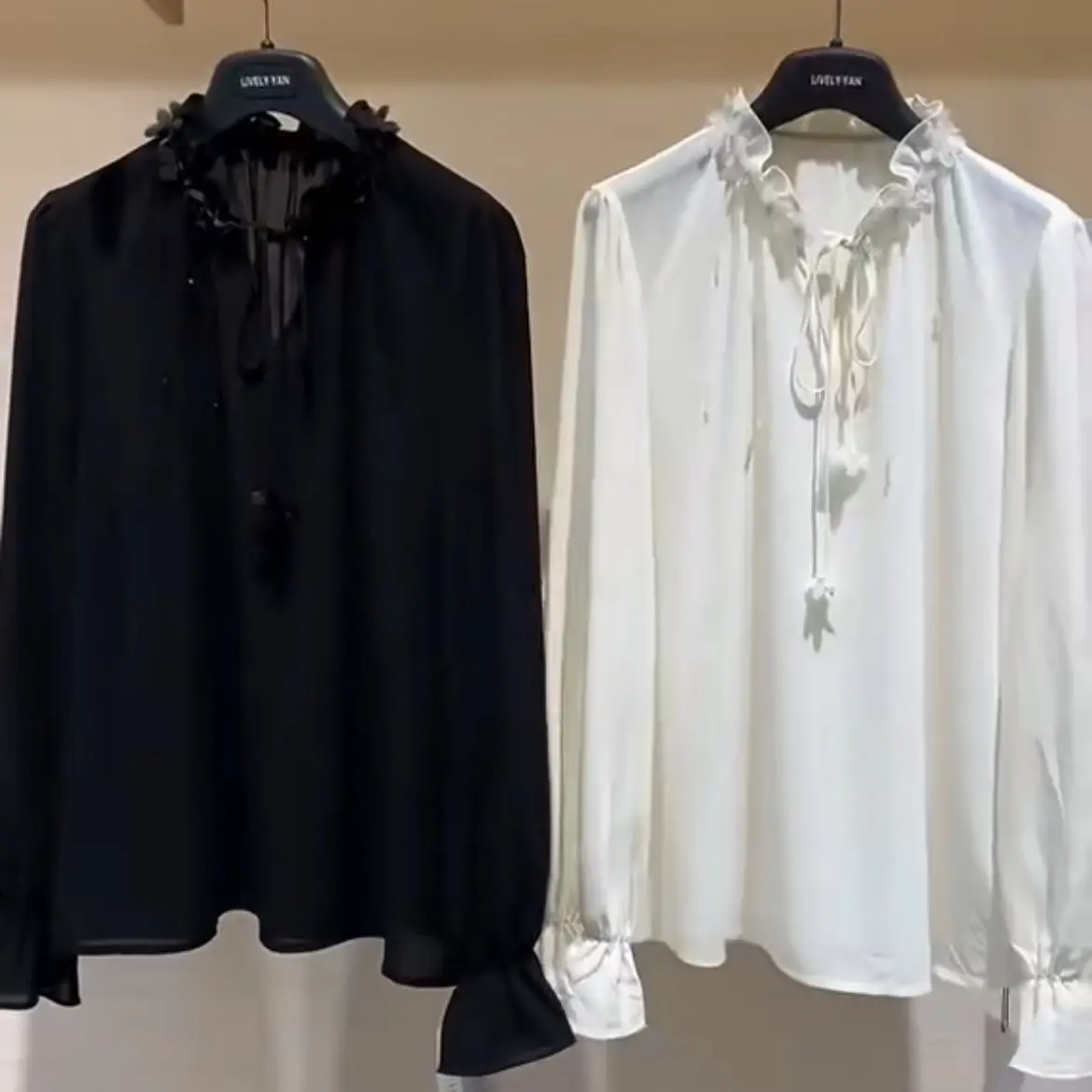 俪妍法式高级感白色长袖衬衫气质内搭上衣