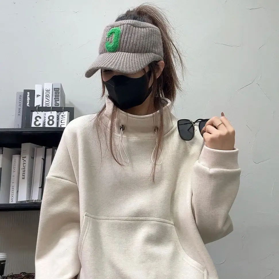 套头厚款纯色拉链宽松型立领卫衣潮流加绒秋冬保暖高领爆款