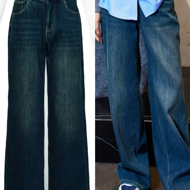 俪妍复古磨毛牛仔裤