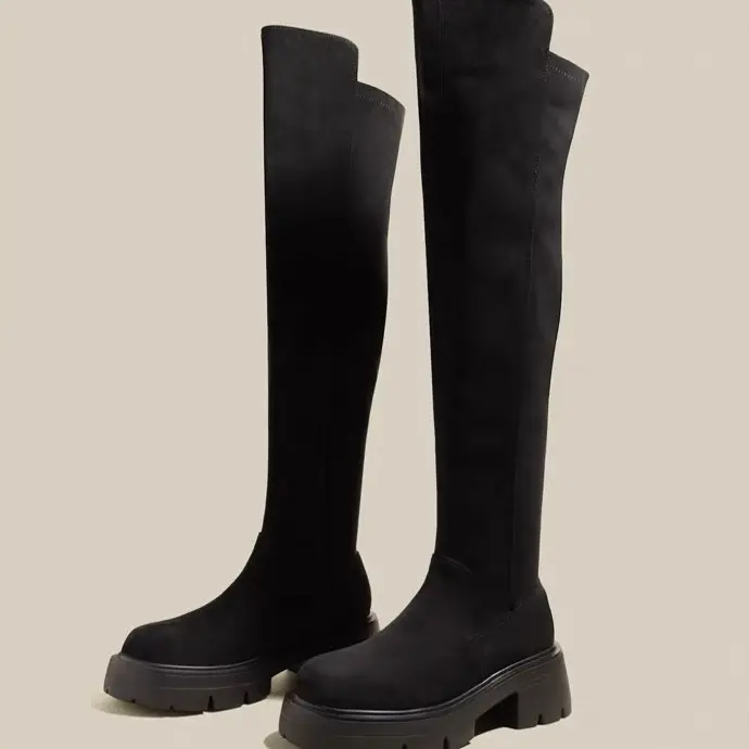 高蒂 新款厚底不掉筒瘦瘦弹力长靴女过膝长筒靴 244352-802R