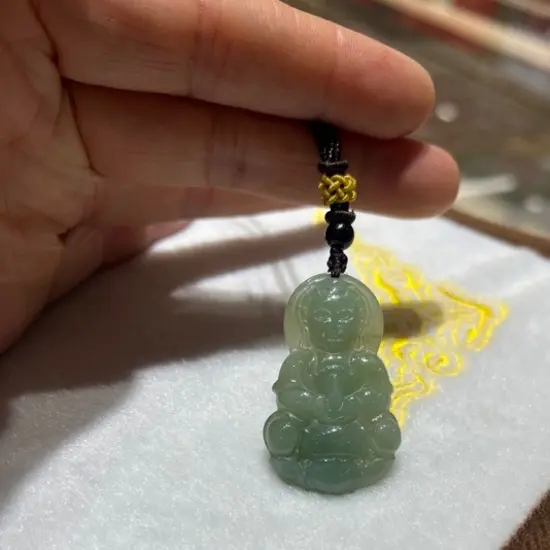 精雕豆绿玉观音水头好气质百搭时尚轻奢配检测证书
