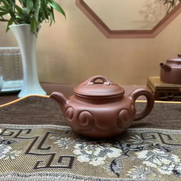 原矿紫砂-仿古如意-红皮龙-半手工-280cc