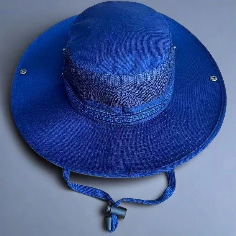 新款户外消款圆边奔尼帽夏季训练遮阳帽防晒太阳帽蓝色渔夫帽