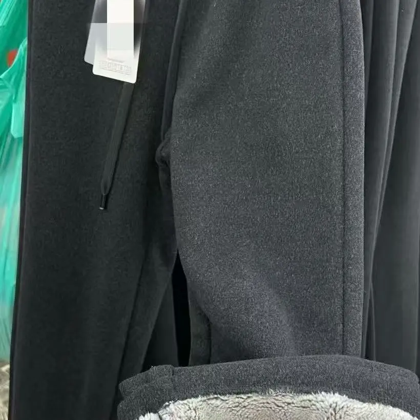 秋冬新款加绒加厚高腰显瘦直筒女裤宽松休闲