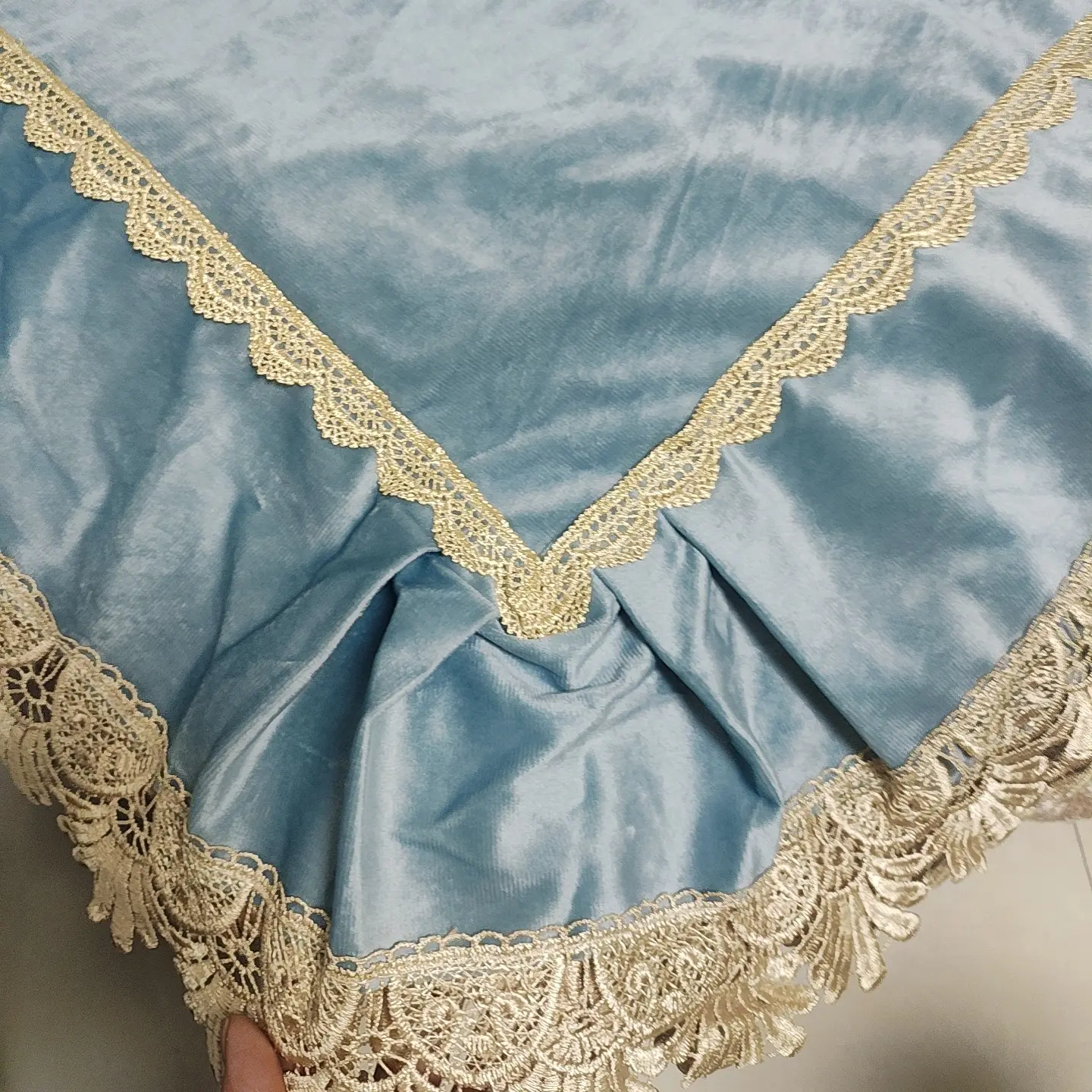 牛奶绒桌布，130*180cm，雾霾蓝