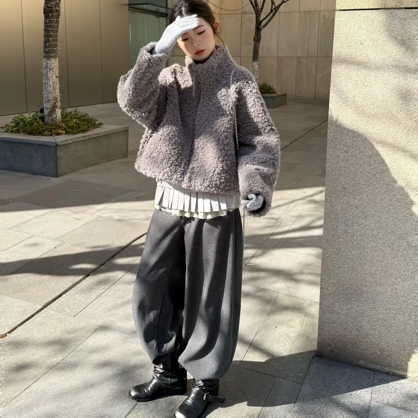 冬季立领毛毛短外套 高级感显瘦减龄保暖百搭