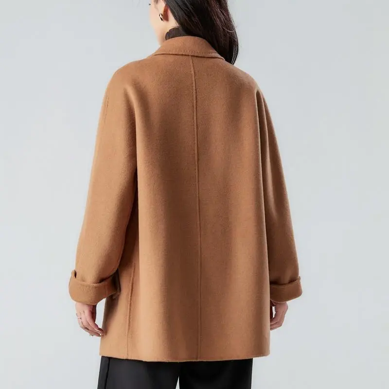 短款羊绒秋冬宽松带里布呢大衣女尽显高级感