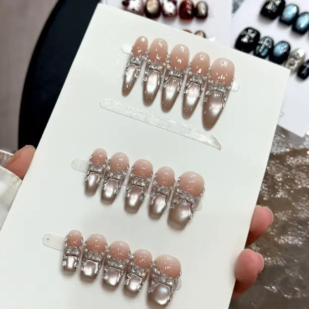 【破晓】高级显白纯手工可拆卸猫眼穿戴美甲贴片