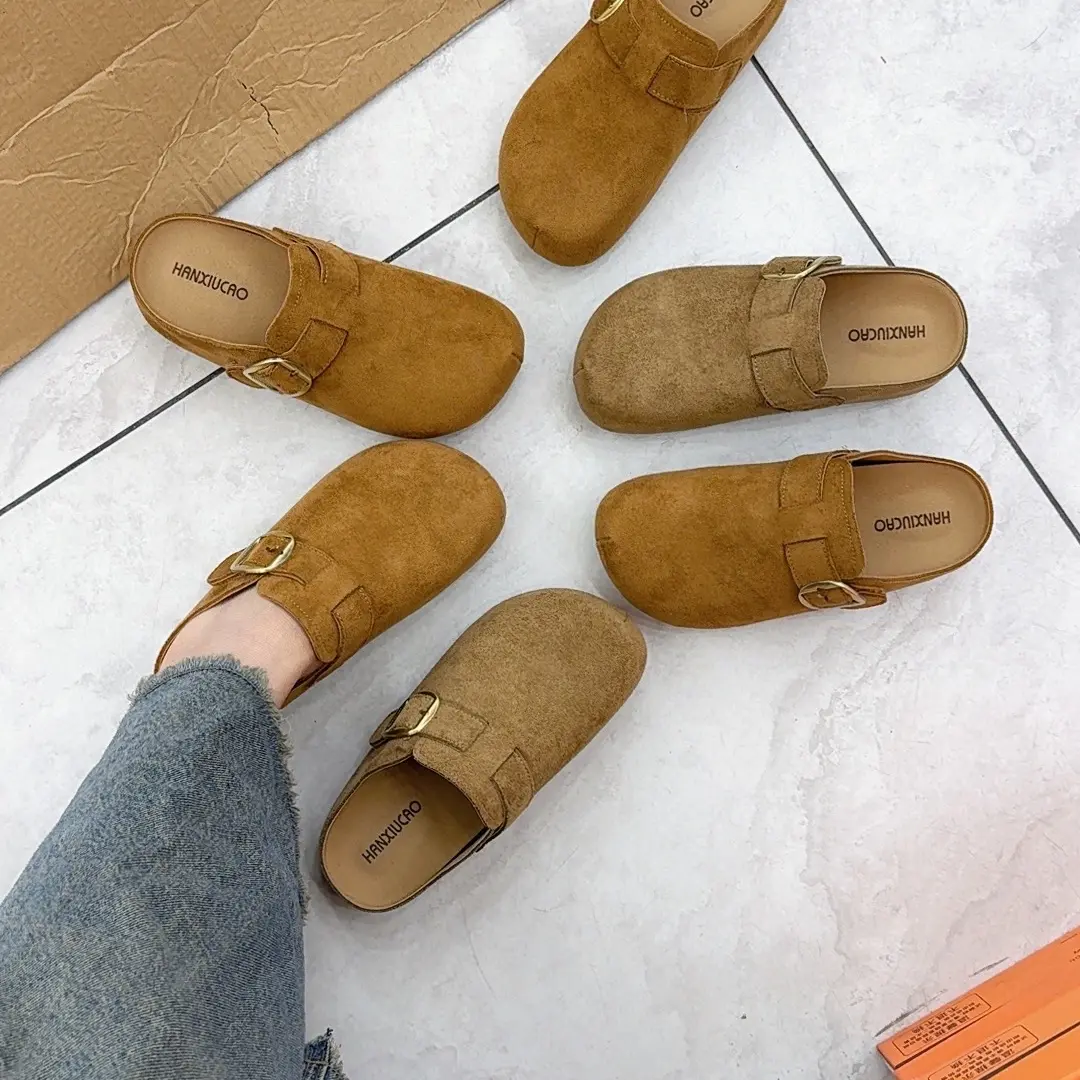 厚底内增高4.5厘米包头半拖勃肯鞋女外穿复古秋冬款005