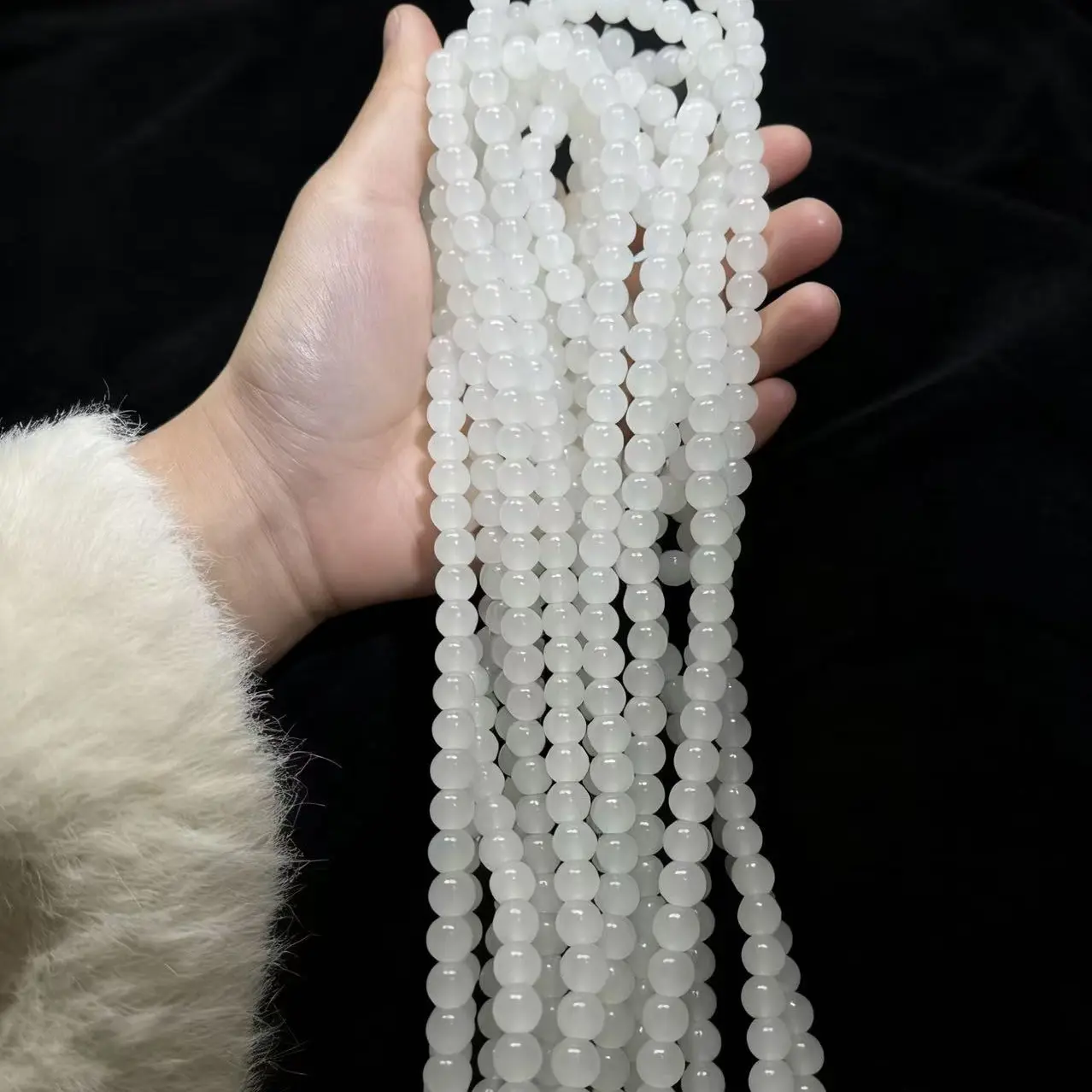 白玉卡10手工108颗长链挂件链子