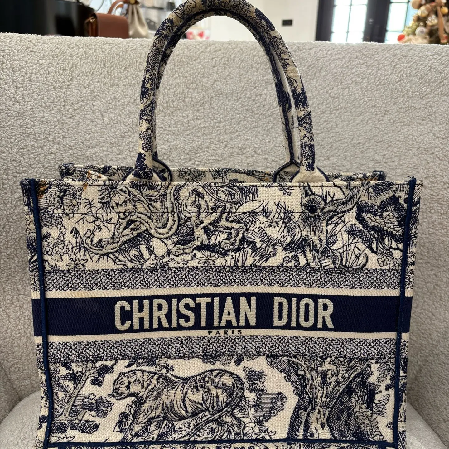 99新 DIOR/迪奥    N1235 Dior/迪奥动物园tote购物袋中号蓝色