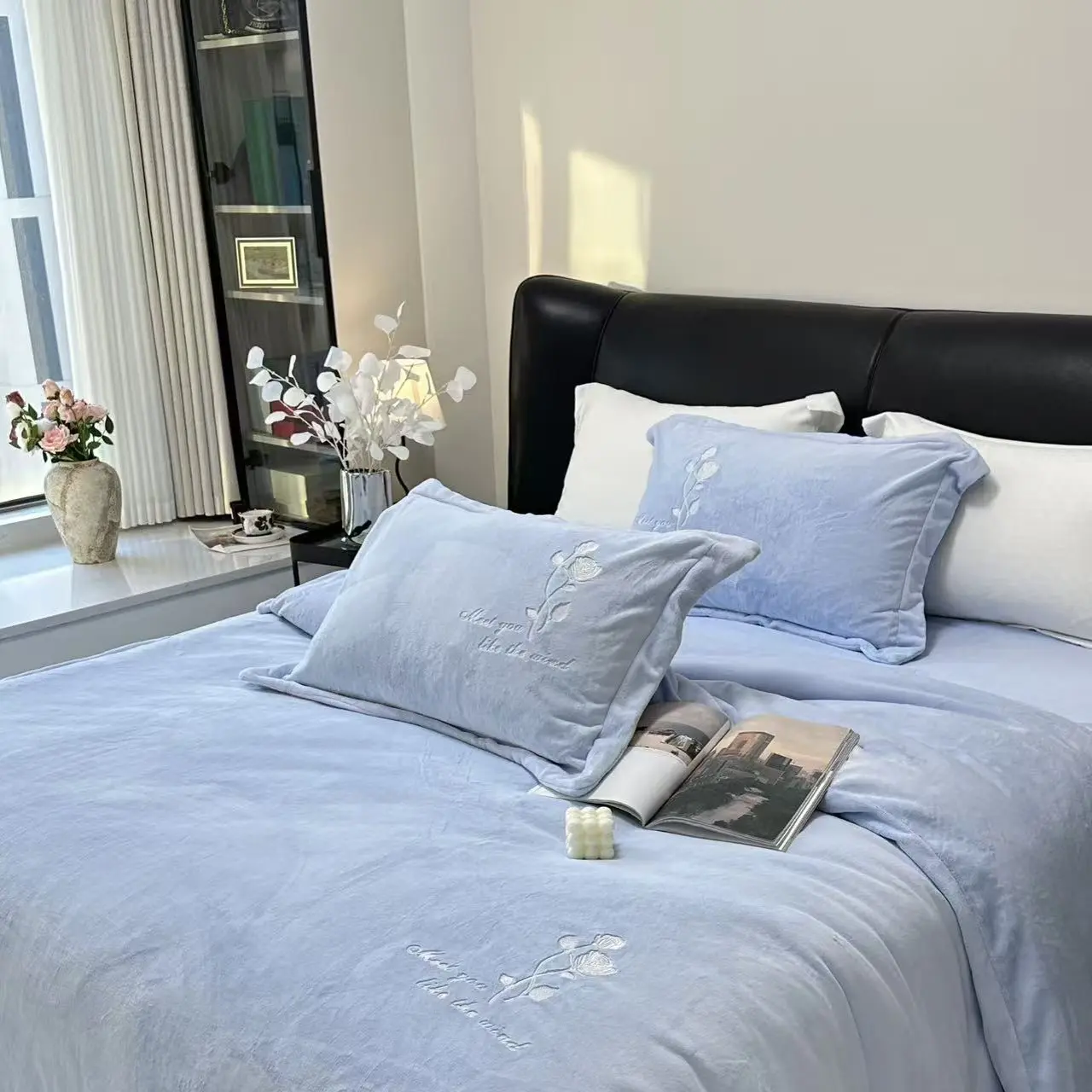 A类高端牛奶绒刺绣四件套加厚保暖防静电秋冬款