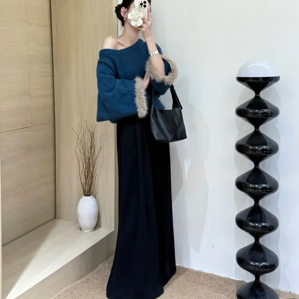 毛衣百搭袖子毛毛小众款