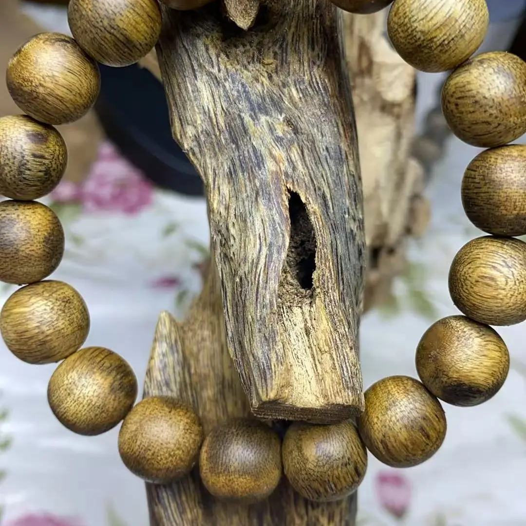 沉香莺歌绿棋1.2沉香单圈手串满结油多样性发一