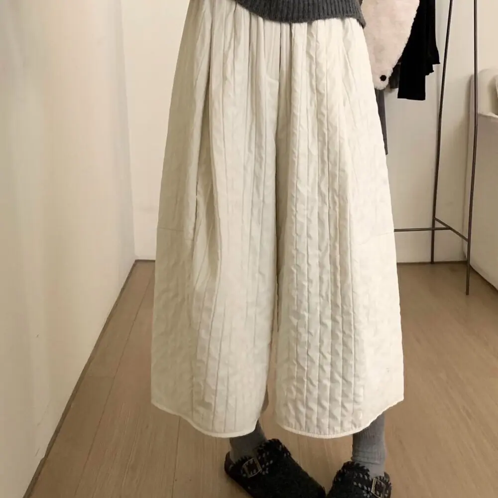 高级肌理感/韩系加绒肌理弯刀阔腿遮肉显瘦宽松百搭厚实休闲裤