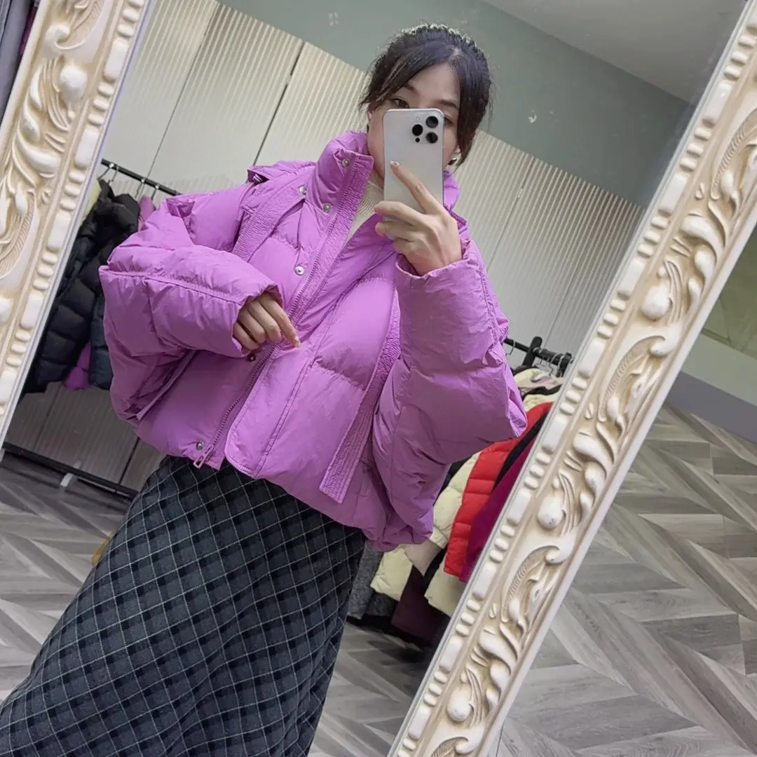 可路莎专柜正品 247804白鸭绒短款女韩版设计感贝壳网红款羽绒服