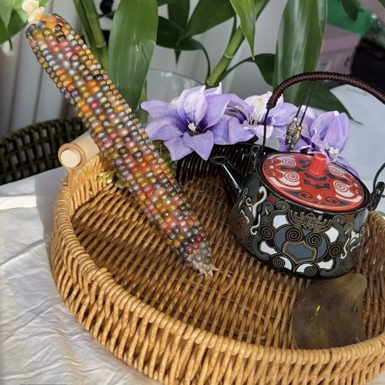 天然文玩玉米手把件车饰挂可盘玩可招财