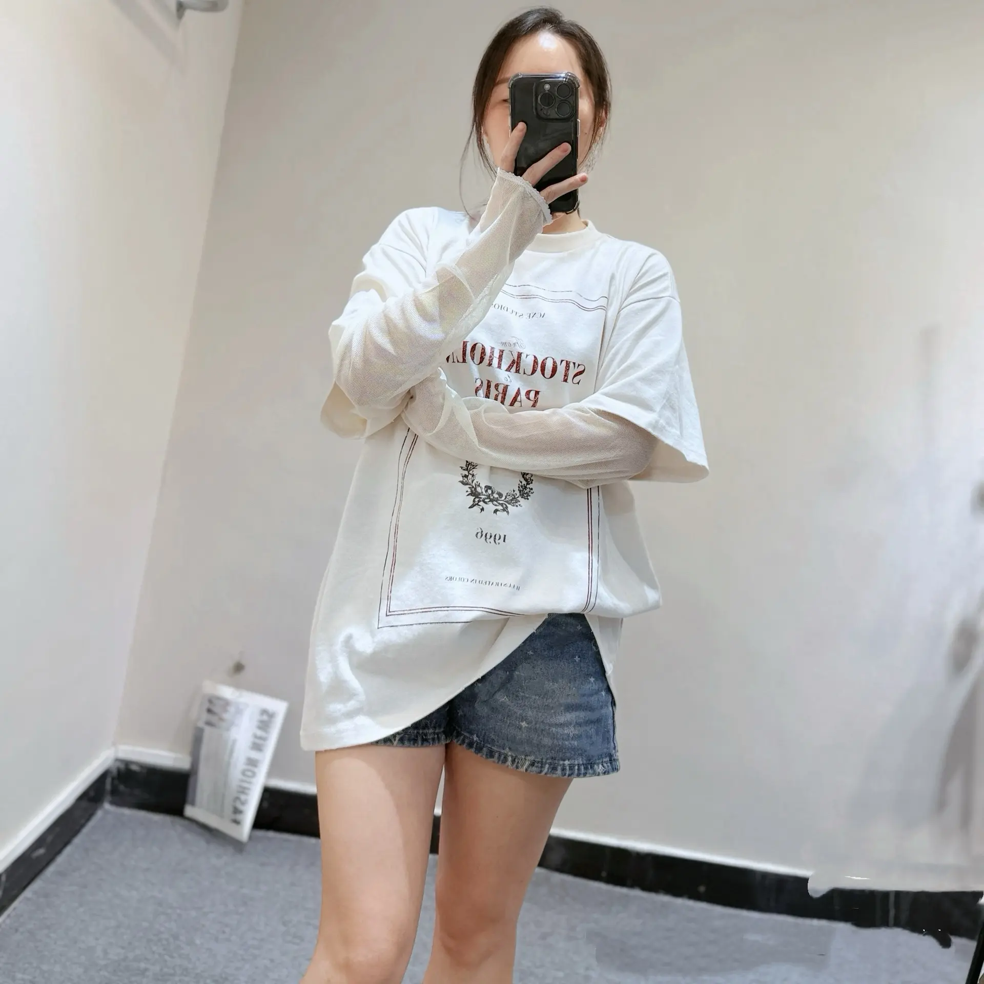 备注编码拍 休闲宽松长袖印花T恤 针织 春秋百搭