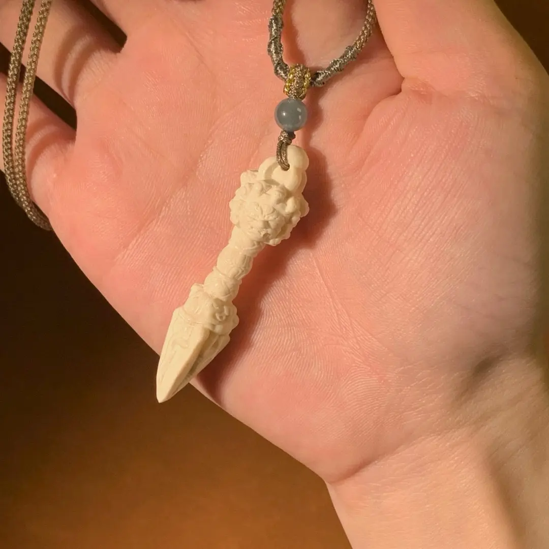 天然冰料猛犸牙金刚杵文玩锁骨链原生肉芯料满纹保真