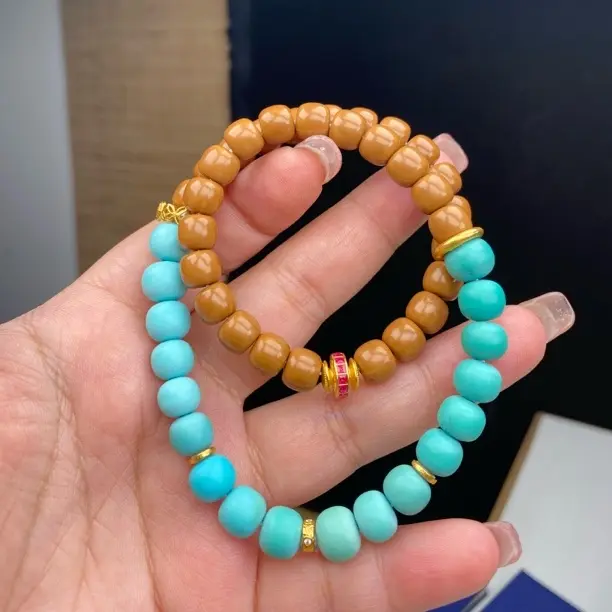 精品原矿绿松石老型双圈