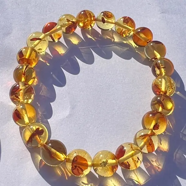 纯天然原矿蜜蜡波罗的海花珀微瑕疵手串（8mm）随机发一条