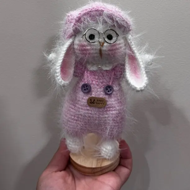 「胖梨手作」糖糖兔仿貂毛线钩织玩偶摆件（可定制，咨询客服别下单）
