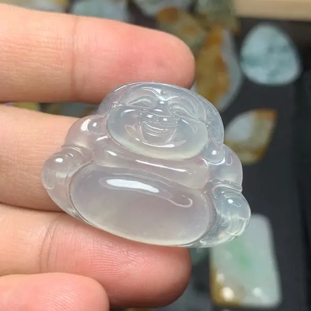 高冰种大佛公吊坠弥罗佛大肚佛挂件天然翡翠A货