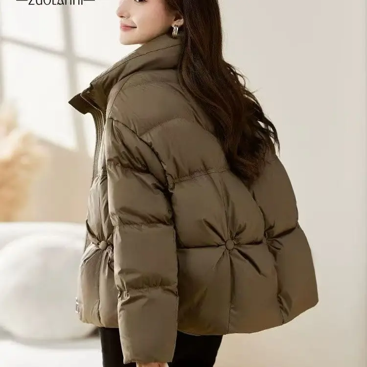 韩版立领短款加厚白鸭绒冬季女款时尚羽绒服